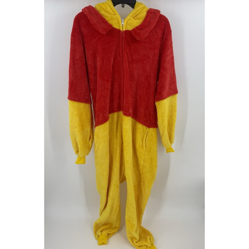 Winnie The Pooh Hooded One Piece Costume Pajamas, Red/Yellow, Size Medium